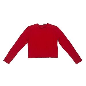 NWT Wild Fable Red Long Sleeve Cropped Boxy T-Shirt Size Small Women’s